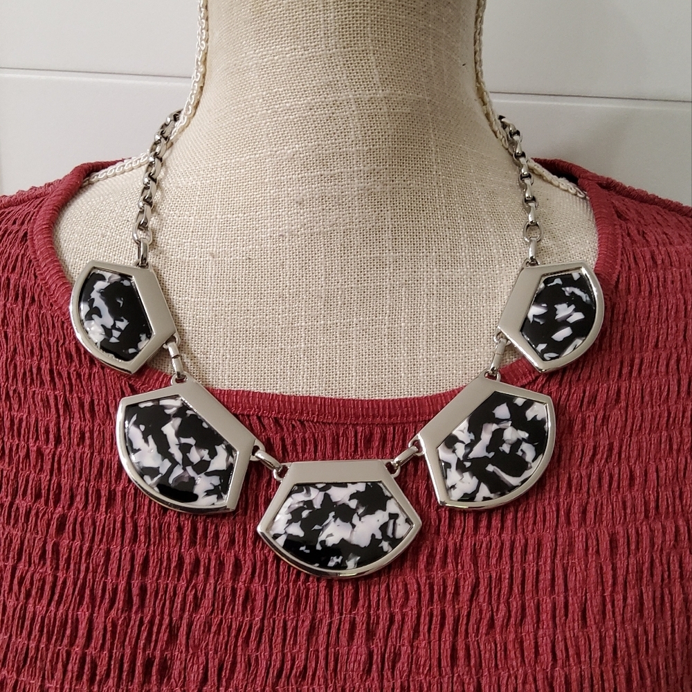 Chico's Janely Black and White Geometric Necklace